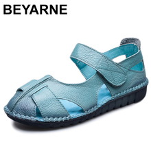 BEYARNEWomen Leather Sandals Comfortable Soft Soles Shoes Women Flats Sandals Fashion Summer Shoes Woman Sandals Sandalias Mujer 2024 - buy cheap