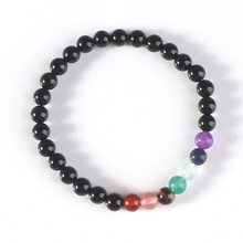 Kraft-beads Popular Natural Black Onyx Stone Round Beads Healing Chakra Elastic Bracelet Fashion Jewelry 2024 - buy cheap