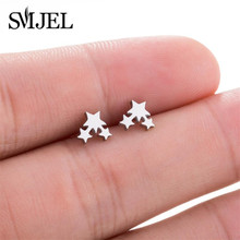 SMJEL Cute Stainless Steel Stud Earrings for Women Daily Jewelry Gift Tiny Star Moon Earrings pendientes mujer moda 2019 2024 - buy cheap