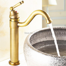 European-style Heightened retro faucet,antique brass single handle bathroom basin tap,brushed bronze hot and cold mixer,J16933 2024 - buy cheap