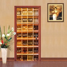 2 Panels Wine cabinet 3D Wall Murals Wall Stickers Door Sticker Wallpaper Decals Home Decoration July068 2024 - buy cheap