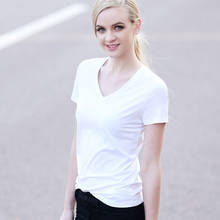 Women Cotton Tops Tees Summer 2017 Casual T-shirt Elastic Short-sleeve V-neck Slim Bottom Short sleeved T-shirt Female Plus size 2024 - buy cheap