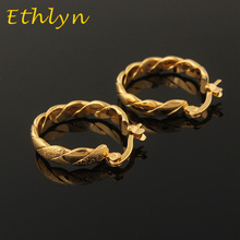 Ethlyn-pendientes de aro africanos de alta calidad para mujer, aretes de aro de moda E51 de etíope/Nigeria/Ghana, Color dorado 2024 - compra barato