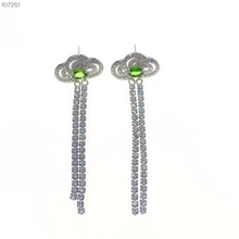 beautiful clear green diopside stud earrings for women jewelry with tassels real 925 silver natural gem attractive style gift 2024 - compre barato