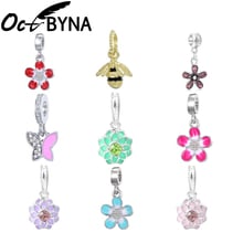 Octbyna Fashion Plant Flower Charm Beads DIY Bee Animal Pendant Fits Pandora Bracelet for Women Jewelry Making Wholesale 2024 - buy cheap