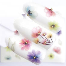 WUF 1 шт. прозрачный цветной цветок, переводные наклейки для ногтевого дизайна, модные обертывания, маникюрные инструменты 2024 - купить недорого