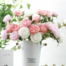 5Pcs Artificial rose peony Flower silk flores for DIY wedding decoration spring Home decor fake Flower fleur artificielle 2024 - buy cheap