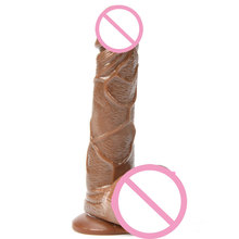 Realistic Dildo Flexible penis textured cock shaft brown suction cup female masturbation virgina G Spot Sex toy for women 2024 - buy cheap