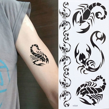 Pegatina de tatuaje temporal a prueba de agua para hombres, tatuajes falsos 3D de escorpiones, tatuaje flash al agua 2024 - compra barato