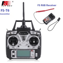 Flysky FS-T6-transmisor de pantalla LCD FS T6, 6 canales, 2,4g, receptor FS R6B, helicóptero RC, juguetes con pantalla LED 2024 - compra barato