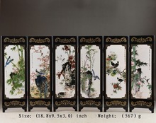 ( Mini ) Exquisite Chinese Handwork Lacquer Painting Bird Flower Folding Screen 2024 - buy cheap