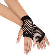 Fingerless Mesh Gloves Punk Rock Costume Fancy Night Club Party Accessories 1 Pair Black Womens Short Fishnet Net Gloves 2024 - buy cheap
