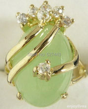 Wholesale FREE SHIPP Natural Light Green stone Yellow stone Crystal Ring Size: 6.7.8.9 2024 - buy cheap