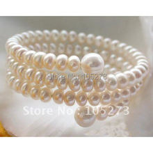 EXTENDIBLE AA 6MM-10MM OFF-ROUND WHITE FRESHWATER PEARL BRACELET FASHION PEARL JEWELRY WHOLESALE NEW FREE SHIPPING FN1113 2024 - buy cheap