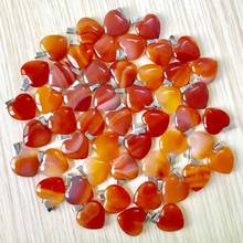 Wholesale 50Pcs Charms Love Heart DIY Necklace Earring Free Shipping Natural Red Stone Pendants For Jewelry Making 2024 - buy cheap