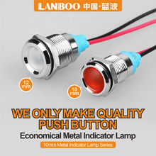 LANBOO 10mm Metal Flat Round Indicator LED 3-8V 9-24V 220V Single Lamp Colorful with 150mm Cable 2024 - buy cheap