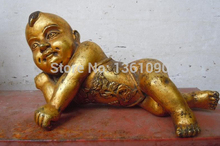 xd 00606 Chinese copper bronze gild carved Buddhism Nezha boy buddha Sculpture statue 2024 - buy cheap