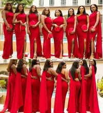 2019 Red Bridesmaid Dresses One Shoulder Summer Country Garden Wedding Party Guest Maid of Honor Gowns Plus Size Custom Made 2024 - buy cheap