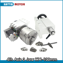 CNC 4th Axis K11-100mm 3 jaw chuck dividing head / Rotation Axis & Tailstock for Mini CNC router engraving 2024 - buy cheap