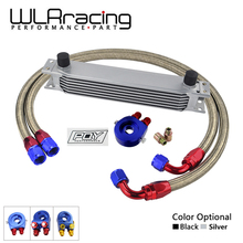 Universal Auto 7 Rows AN10 Engine Transmission Oil Cooler with Oil Filter Sandwich Adapter  Stainless Steel Braided Hose 2024 - buy cheap