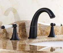 Black Oil Rubbed Brass bathroom faucet for hot and cold Mixer tap Sink faucet Double handle 3 hole bathroom basin faucet Nnf316 2024 - buy cheap