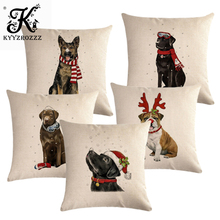 New Cartoon Cat Dog Christmas Party Linen Cushion Cover 45X45cm Pillow Case Home Decorative Pillows Cover For Sofa Car Cojines 2024 - buy cheap