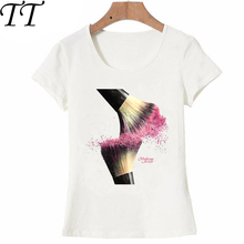 Camiseta de moda de verão para mulheres de moda de verão engraçado pincel de maquiagem colorida arte t camisa casual topos mulher bonito t 2024 - compre barato