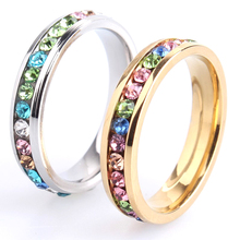 4 мм золотистого и серебристого цвета однорядные разноцветные кольца из нержавеющей стали 316L для мужчин и женщин, оптовая продажа 2024 - купить недорого