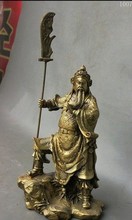 YM 308 Pisou Em Pedra Guerreiro Deus Guan Yu Gong Chinês Bronze Dragão Espada Estátua 2024 - compre barato