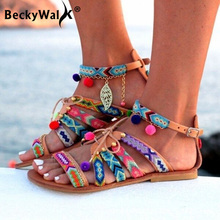 Summer Shoes Woman Plus Size 43 44 Flat Women Sandals National Style Chaussures Femme Casual Ladies Shoes for Beach WSH3328 2024 - buy cheap
