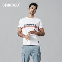 Simwood 2020 verão novo 100% algodão moda t-camisa dos homens imprimir moda de alta qualidade topos marca roupas t 190131 2024 - compre barato
