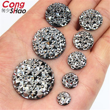 Cong Shao-pistola redonda de diamantes de imitación y cristales, accesorios de botones para disfraz, 12/14/16/18/20/25/30mm, negro, WC550 2024 - compra barato