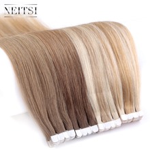 Neitsi мини лента для наращивания человеческих волос клейкая лента 12-24 дюйма 20 шт. Реми прямая невидимая Кожа Уток 100% натуральный клей на волосы 2024 - купить недорого
