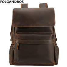 5 days arrival, Men's handicraft full leather backpack 17'' large business backpack top quality brand daypack classic book bag 2024 - buy cheap