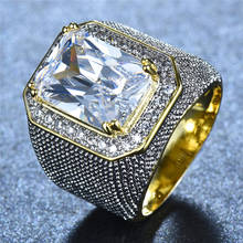 Gorgeous Big Male Female Pink Yellow Blue White Ring Crystal Zircon Stone Gold Engagement Ring Men Women Large Wedding Rings 2024 - buy cheap