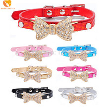 Adjustable Rhinestone Bow Dog Collar For Dogs Leashes Leash Collars,Pet Puppy Cat Accessories XS S M,Collars For Dogs 2024 - buy cheap