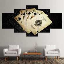 Canvas Painting Yellowed Poker Cards 5 Pieces Wall Art Painting Modular Wallpapers Poster Print for living room Home Decor 2024 - buy cheap