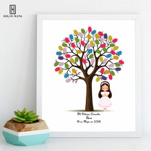 Little Boy Girl Canvas Print Free Name And Date DIY Fingerprint Signature Guestbook For Children First Holy Communion Souvenir 2024 - buy cheap