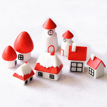 Red Cartoon Christmas House Miniature Dollhouse Ornament Mini Toy Home Craft Fairy Bonsai Decor Cake Decoration DIY Accessories 2024 - buy cheap