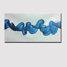Современная картина маслом на холсте ручной работы, абстрактная Настенная картина с синей водой, домашний декор, Картина на холсте, настенные картины для гостиной 2024 - купить недорого
