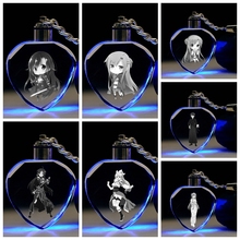 Ivyye chaveiro espada, arte on-line, forma de coração, anime, led, figura, chaveiro, brinquedo de cristal, luz, porta-chaves unissex, presente 2024 - compre barato