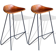Cadeira de bar 2 peças couro legítimo marrom 2024 - compre barato