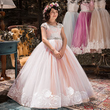 Vestidos de satén con bordado para niña, vestido de fiesta elegante para boda, traje de princesa, esmoquin 2024 - compra barato