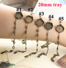 50pcs/lot 10inch Antique bronze  plated bracelet  with bronze 20mm crown tray an be fit glass bubble bottle 2024 - buy cheap