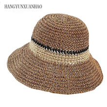 Женские шляпы с широкими полями, летняя соломенная шляпа ручной работы, Женская ветрозащитная шляпа, складывающаяся Гибкая пляжная женская шапка Chapeu Femini 2024 - купить недорого