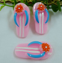 50pcs/lot hot sell summer Slipper with flower Resin Cabochon Flat Back Girls Hair Bow Center Making Boys Crafts DIY 35*13mm 2024 - buy cheap