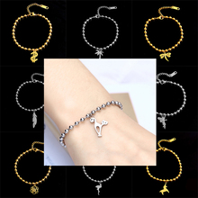 2019Stainless steel chain couple friend bracelet lady animal cat horse elephant beads bracelet bracelet charm female 2024 - buy cheap