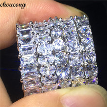 Chucong anel de compromisso de casamento feminino, 5 estilos de diferentes cortes 5a zircônio cz 925 prata esterlina para mulheres homens 2024 - compre barato