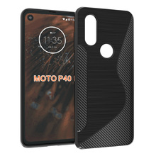 black non-slip shockproof Anti-skid S Line TPU Gel Skin Case Cover For Motorola Moto P40 2024 - buy cheap