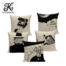 Sad couples pillow cover black and white decorations Lovely throw pillows linen cushions for sofa Custom cover cushion 2024 - buy cheap